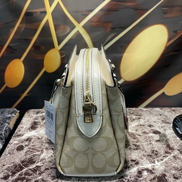 Mini Darcie Carryall Bag In Signature Canvas With Floral Applique - Picture 4 of 14